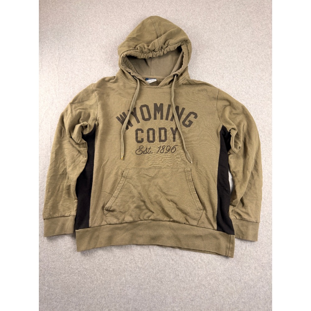MV Sport Wyoming Cody Est 1896 Hoodie Olive Green Black Colorblock Mens Medium